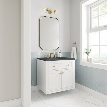 James Martin Vanities Chicago 30in Single Vanity, Glossy White w/ 3 CM Charcoal Soapstone Top 305-V30-GW-3CSP